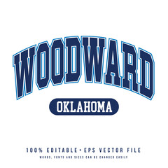 Woodward text effect vector. Editable college t-shirt design printable text effect vector	