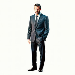 full-length portrait captures the essence of a professional businessman