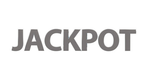 Jackpot plakative silberne metallische 3D-Schrift, Glück, Gewinn, Lotterie, Glücksspiel, Preisgeld, Siegesprämie, Freisteller