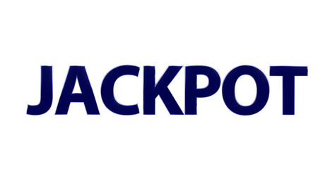 Jackpot plakative blaue metallische 3D-Schrift, Glück, Gewinn, Lotterie, Glücksspiel, Preisgeld, Siegesprämie, Freisteller