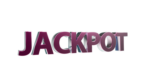 Jackpot plakative violette metallische 3D-Schrift, Glück, Gewinn, Lotterie, Glücksspiel, Preisgeld, Siegesprämie, Freisteller