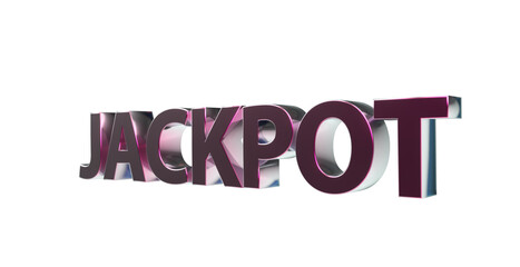 Jackpot plakative violette metallische 3D-Schrift, Glück, Gewinn, Lotterie, Glücksspiel, Preisgeld, Siegesprämie, Freisteller