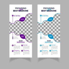 Elegant medical health care rollup banner template | Blue and purple colors | 
