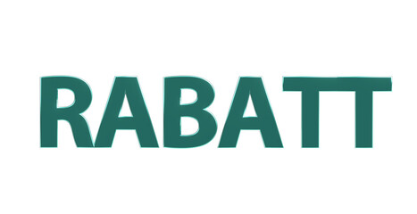 Rabatt türkise plakative 3D-Schrift, Aktionsangebot, Ermäßigung, Vergünstigung, Sonderpreis, Schnäppchen, reduzierter Preis, Preisnachlass, Aktion, Sonderaktion, Gutschein-Code, Rendering, Freisteller