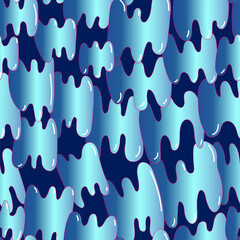 Seamless pattern in a graffiti style with gradient chaotic wave shapes