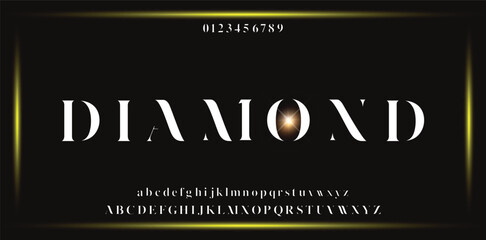 DIAMOND Luxury Minimal style alphabet fonts . Modern abstract vector typeface letters. Tech lines font typography logo design