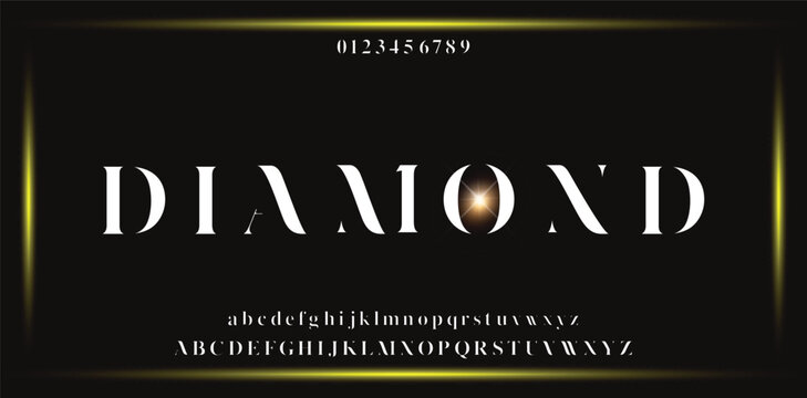 DIAMOND Luxury Minimal style alphabet fonts . Modern abstract vector typeface letters. Tech lines font typography logo design