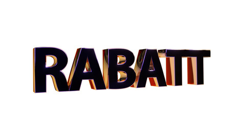 Rabatt goldene plakative 3D-Schrift, Aktionsangebot, Ermäßigung, Vergünstigung, Sonderpreis, Schnäppchen, reduzierter Preis, Preisnachlass, Aktion, Sonderaktion, Gutschein-Code, Rendering, Freisteller