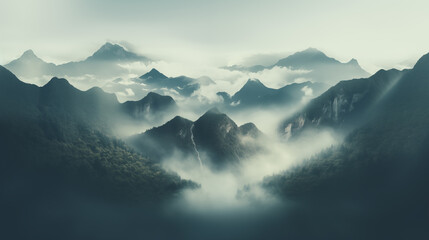 Fototapeta na wymiar calm misty mountain landscape