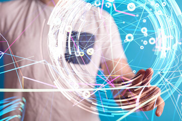 Global network. Blockchain. 3D illustration. Neural networks and artificial intelligence. Abstract