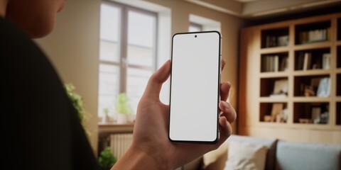 CU Caucasian woman using her phone at home, daytime shot