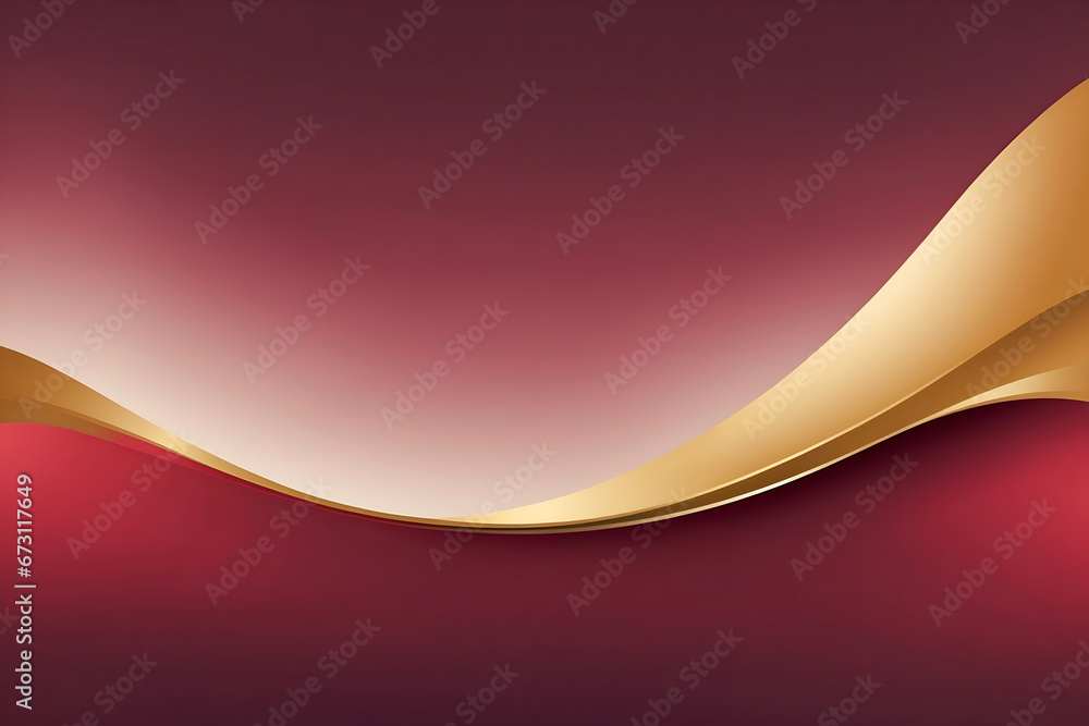 Aufkleber elegant abstract background with a flowing golden ribbon on a deep burgundy backdrop with gradient.