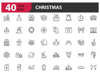 set of Christmas icons, new year, and winter season