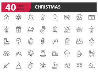 set of Christmas icons, new year, and winter season