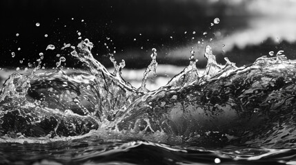水　水しぶき　モノクロ　ウォーター　波紋　水滴　波