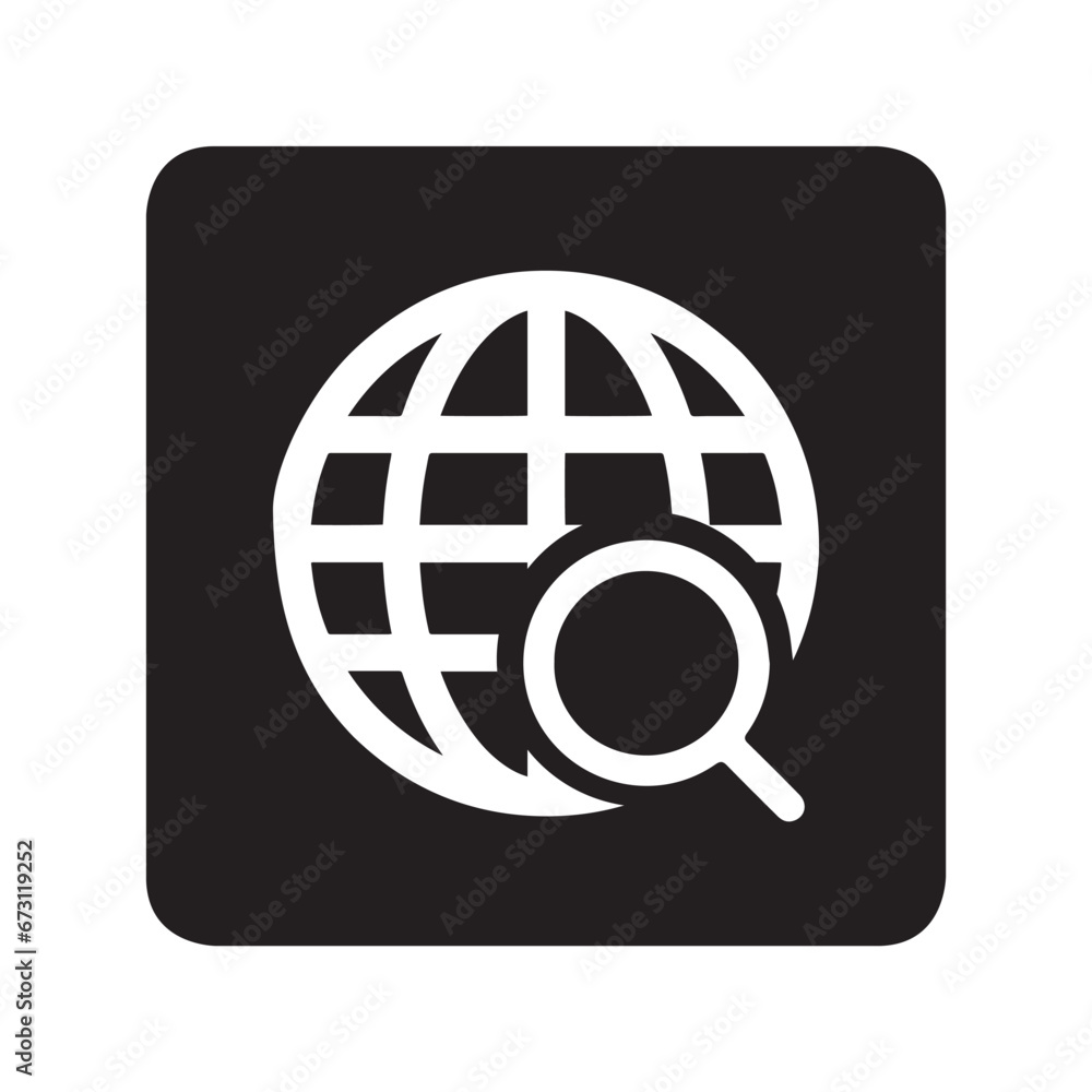 Poster internet search icon vector. magnifying glass logo design. web search vector icon illustration in sq