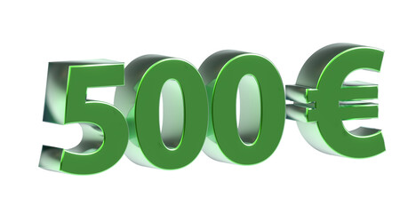 500 Euro plakative metallische 3D-Schrift, grün, fünfhundert, Preis, Kosten, Prämie, €, Zahl, Betrag, Gutschrift, Gewinn, Kapital, Business