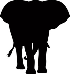 Isolated on white background, silhouette of an elephant