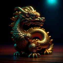 Chinese golden dragon figurine.