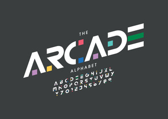 Vector of stylized modern font and alphabet