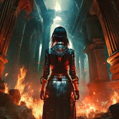 Fototapeta premium 地獄の業火 黄泉の国の旅人 