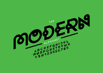 Vector of stylized modern font and alphabet