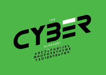 Vector of stylized modern font and alphabet