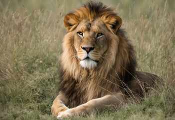 Obraz premium lion in the grass