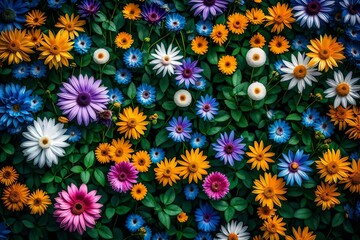 Fototapeta premium Summer nature flowers garden landscape - AI Generative