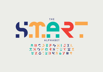Vector of stylized modern font and alphabet