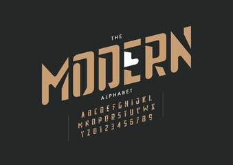 Vector of stylized modern font and alphabet