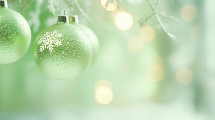 Naklejka na ściany i meble Christmas Decoration Abstract Background - Festive Holiday Artistic Design in Light Green Colors for Xmas Celebration