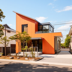 Obraz premium オレンジの外装の住宅