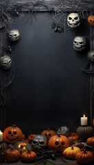 Black text empty halloween frame
