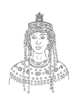 Empress Theodora of the Byzantine Empire 500-548, wife of emperor Justinian, based on the Basilica of San Vitale of Ravenna
