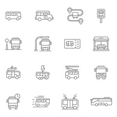 Bus line icon set. linear style sign for mobile concept and web design. Bus icon set vector. Symbol, logo illustration. Vector graphics