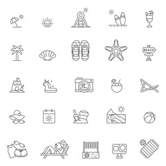 Beach icon set outline. linear style sign for mobile concept and web design. beach simple icon set vector. Symbol, logo illustration. Pixel perfect vector graphics