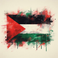 Grunge Palestine flag in scattered paint isolated on clean surface