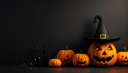 Halloween figures background in front of the wall