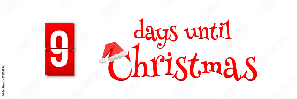 Poster countdown of days until christmas, advent calendar with flip numbers template vector illustration. r