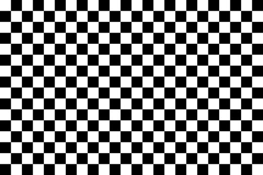 Black and white checker pattern vector illustration. Abstract checkered chessboard or checkerboard for game, grid with geometric square shape, race or rally flag and mosaic floor tile