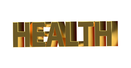 Gesundheit goldene plakative exklusive 3D-Schrift, Wohlbefinden und körperlicher Fitness