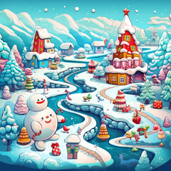 Whimsical Winter Wonderland with Christmas Characters