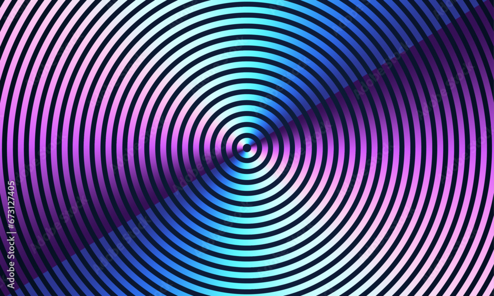 Aufkleber Abstract circle line pattern spin colorful spectrum light lines weaving round shape isolated on black background. Vector illustration in concept of technology, science, music, modern digital design. 