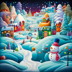 Whimsical Winter Wonderland with Christmas Characters