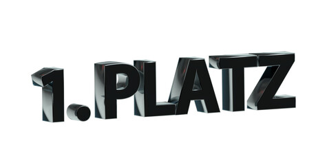 1. Platz schwze arplakative 3D-Schrift, Gewinner, Sieger, Auszeichnung, Erfolg, Prämie, Medaille, Trophäe, Gold, Spitzenplatz, Bronze, Silber, Rendering, Freisteller, Alphakanal