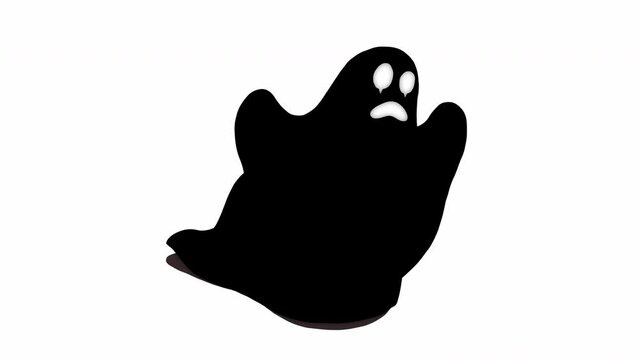 Animation of running black ghost with white eyes.