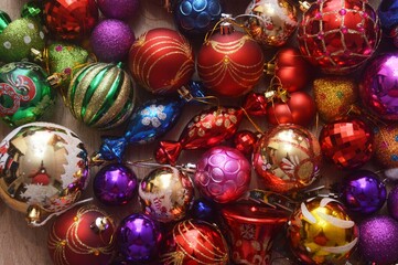 christmas balls on the snow