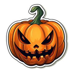 Pumpkin face sticker isolated on a white background