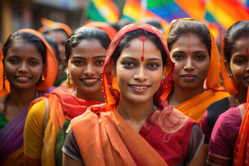 Naklejka premium Variety of indian women in Minorities Rights Day in India